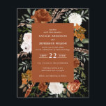 Flyer Planador elegante rústico floral do terracotta<br><div class="desc">Convite de casamento floral de cor-de-água rústica do orçamento. Com lindos detalhes naturais,  terracotta,  rosa-pincel,  preto e verde-sábio da erva eucalipto e aquarela. Este convite de casamento moderno certamente define o estilo para o seu grande dia.</div>