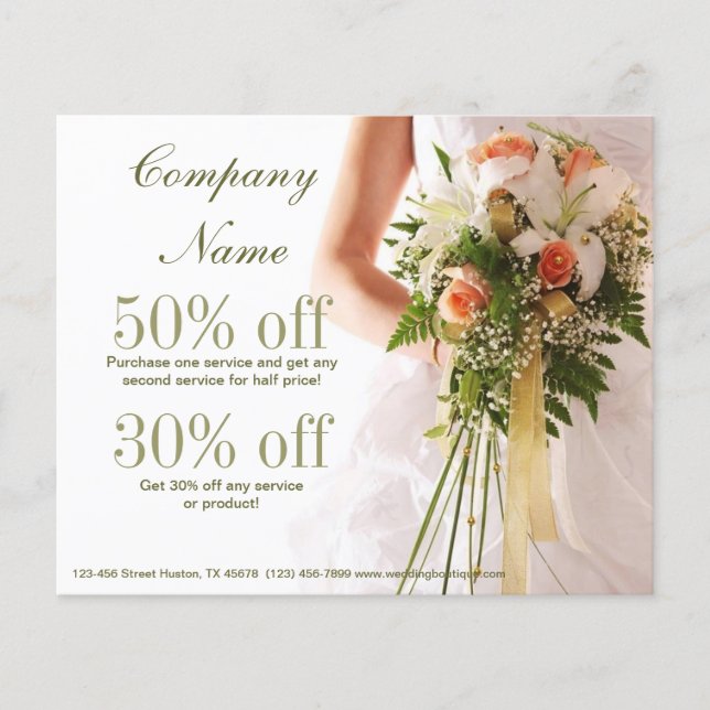 Flyer planejador de casamento do buquê de noiva elegante (Frente)