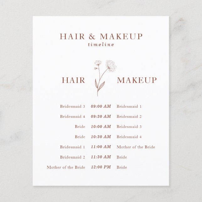 Flyer Plano de Cabelo e Maquiagem para Casamento de Flor (Frente)