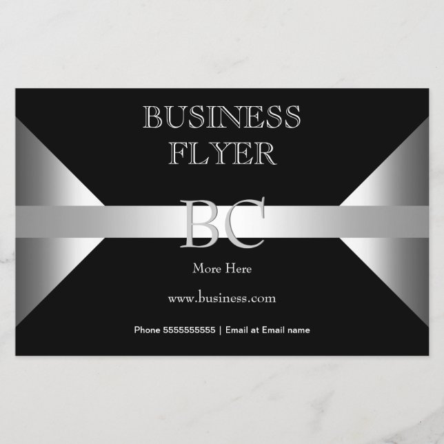 Flyer Plano Simples Prata Preto Branco Monograma 4D3 (Frente)