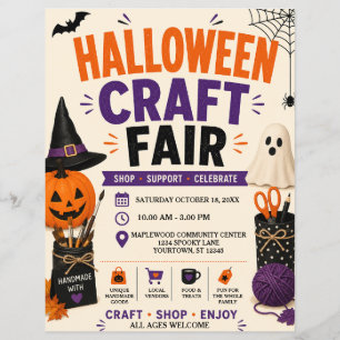 Flyer Pôster da Feira de Artesanato de Halloween