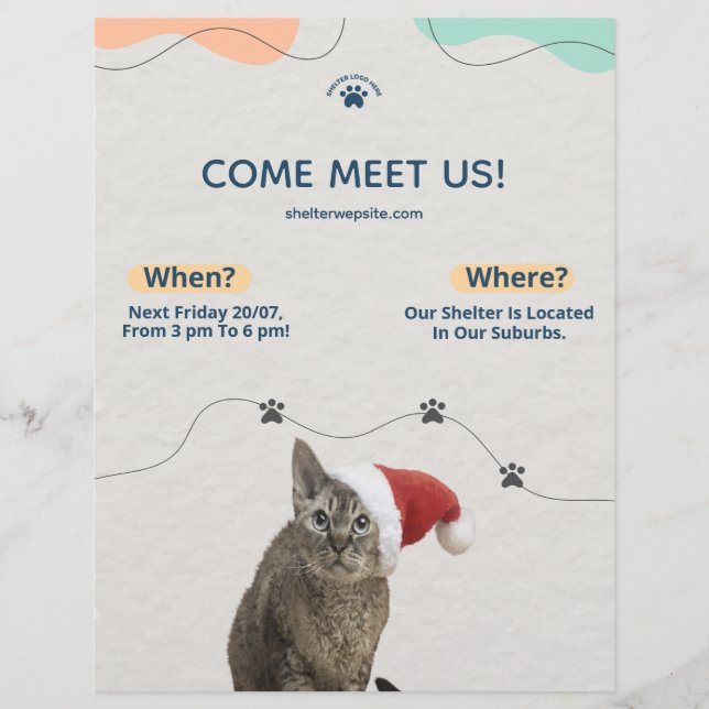 Flyer Pôster de Adoção de Animais de Estimação do Abrigo (Frente)