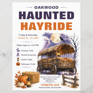 Flyer Pôster de Evento de Halloween de Carroça Assombrad