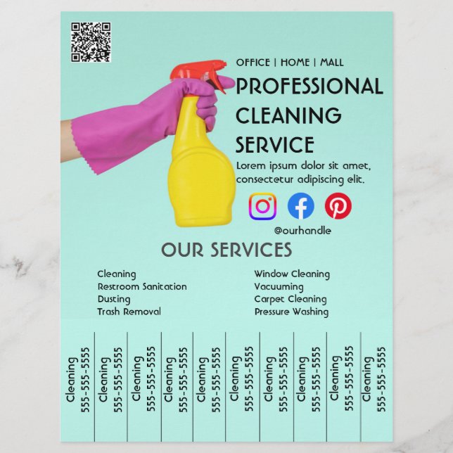 Flyer poster de Foto de limpeza verde com presilhas rasg (Frente)