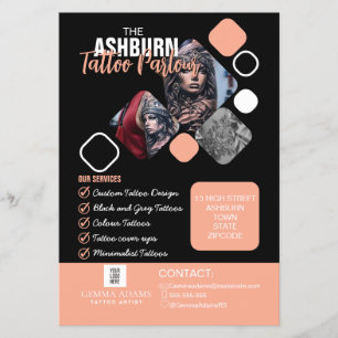 Flyer Poster de Tatuagem de Parlor - Pincel preto person
