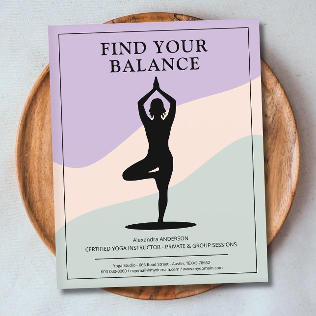 Flyer Postura da Árvore - Instrutor de Yoga Limpo (Tree Pose - Clean Yoga Instructor Flyer)