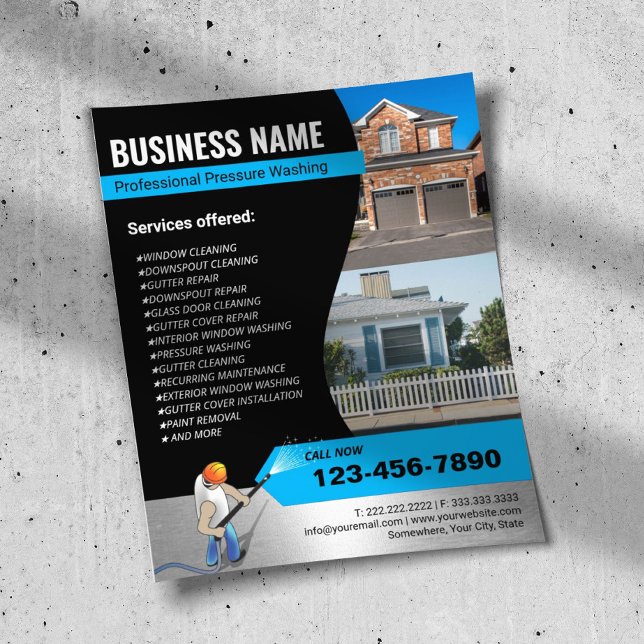 Flyer Potência de lavagem de pressão Limpeza Pro House (Criador carregado)