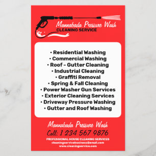 Flyer Potência de lavagem de pressão vermelho profission