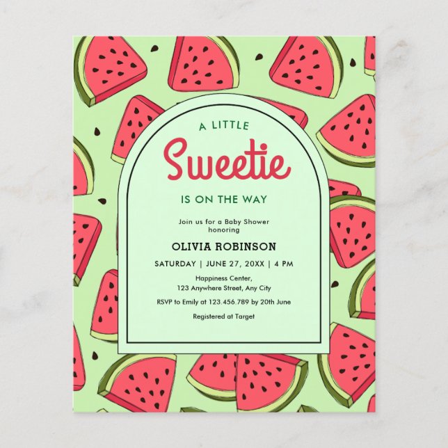 Flyer Pouco Orçamento Docinho Melancia BebêShower Convit (Frente)