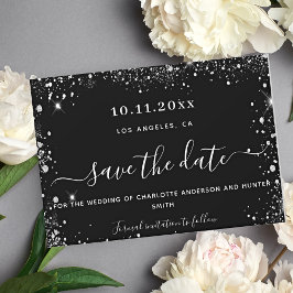 Flyer Poupar data no orçamento preto com glitter prata c