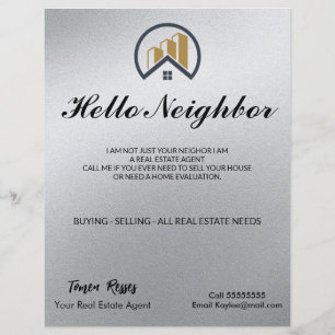 Flyer Prata de Glamor Imobiliário Preto e Branco