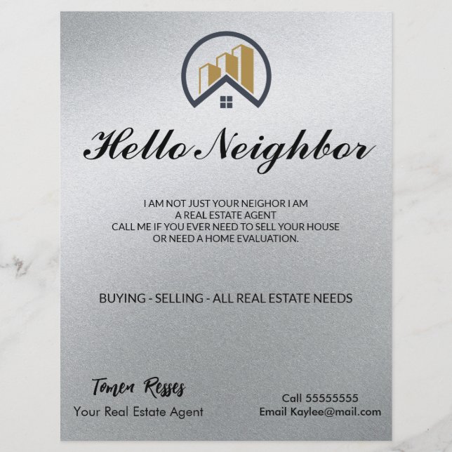 Flyer Prata de Glamor | Imobiliário Preto e Branco (Frente)