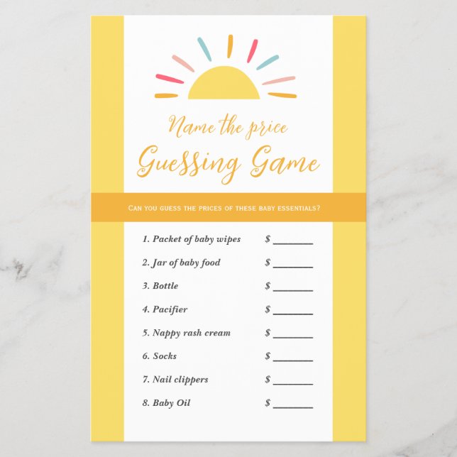 Flyer preço de palpite da folha de chá de fraldas, Sun M (Frente)