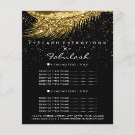 Flyer Preços de Página do Confetti Confetti Dourado Lash
