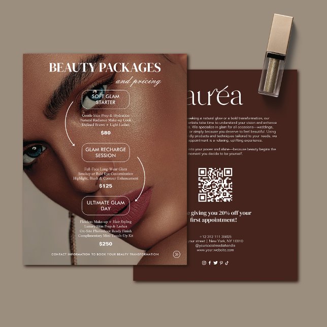 Flyer Preços de Promoção de Maquiagem de Salão (Criador carregado)
