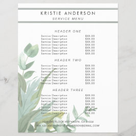 Flyer Preços e Serviços de Folhas de Eucalipto em Aquare