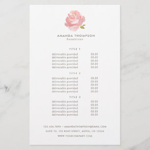 Flyer Preços e Serviços de Rosa Cor-de-rosa Chic em Aqua