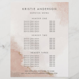 Flyer Preços e Serviços Rosa Pó e Dourado Pastel