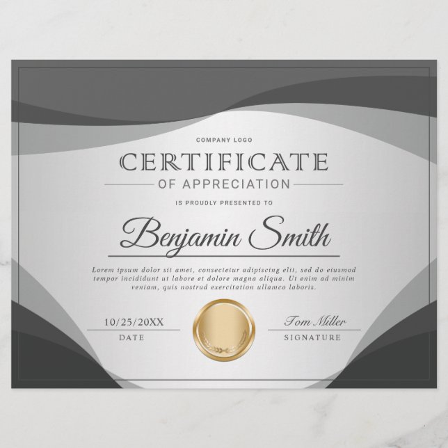 Flyer Prêmio de Certificado de Apreciação Profissional (Frente)