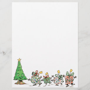 Flyer Presentes de Natal e Árvore dançantes de desenho a