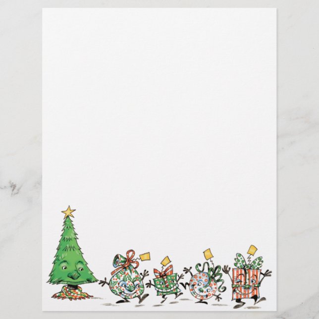 Flyer Presentes de Natal e Árvore dançantes de desenho a (Frente)
