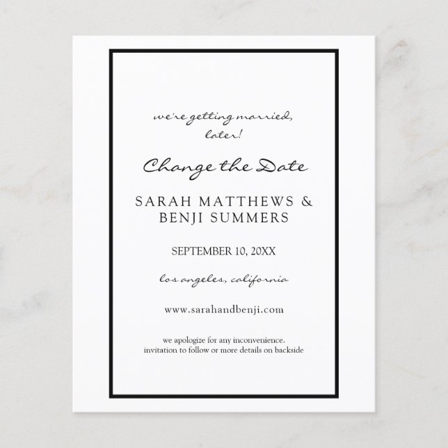 Flyer Preto e Branco do Orçamento Cancelar ou Alterar a  (Frente)