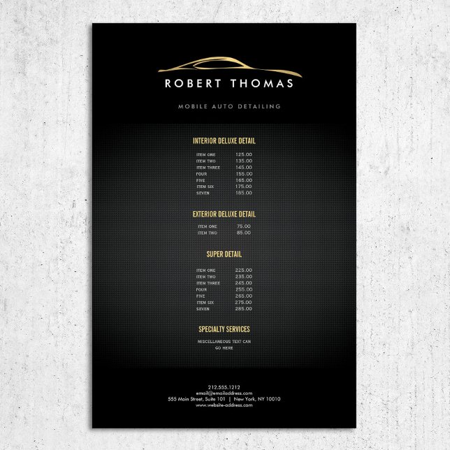 Flyer Preto e Dourado detalhamento automático, reparo au (Criador carregado)