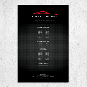 Flyer Preto e vermelho detalhamento automático, reparo a