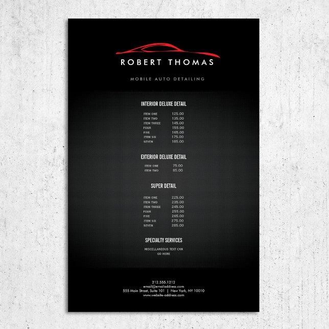 Flyer Preto e vermelho detalhamento automático, reparo a (Criador carregado)