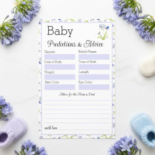 Flyer Previsão de Bebê Chá de Bebê Lírio com Pássaro Azu