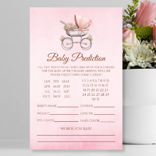 Flyer Previsão de Bebê em Carrinho Rosa Vintage