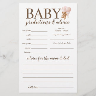 Flyer Previsão de Bebês e aconselhamento Jogo do Urso Ro