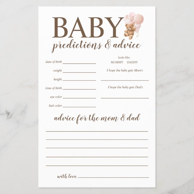 Flyer Previsão de Bebês e aconselhamento Jogo do Urso Ro (Frente)