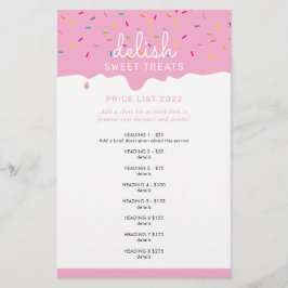 Flyer PRICE SERVICE LIST pink frosting drip sprinkles