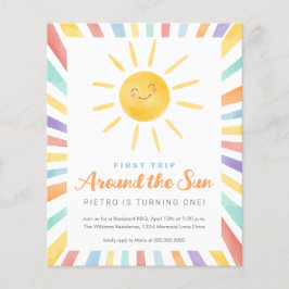 Flyer Primeira viagem em torno do convite ao primeiro an