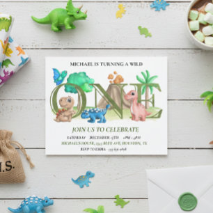 Flyer Primeiro aniversário Fera Bebê Dinossauros