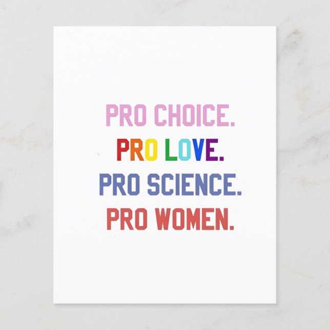 Flyer Pró-escolha Pro-Life Pro-Science Pro-Women (Frente)