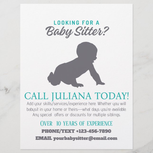 Flyer Procurando um Bebê Sitter Business Bebê Grande (Frente)