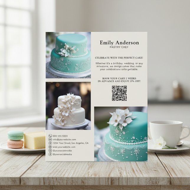 Flyer Produtos de pastelaria Chef Promocional (Bakery Pastry Chef Promotional Advertising Flyer)