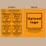 Flyer Produtos ou serviços comerciais em cor laranja<br><div class="desc">Folheto que você pode personalizar para colocar sua marca comercial, produtos ou serviços e outras informações de sua empresa. Você pode colocar até 4 produtos ou serviços. Personalize-o e dê-o aos seus clientes ou clientes para anunciar o seu nome de marca e promover os seus produtos ou serviços. Material personalizável...</div>