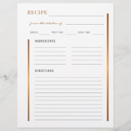 Flyer Professional cook elegant gold blank recipe