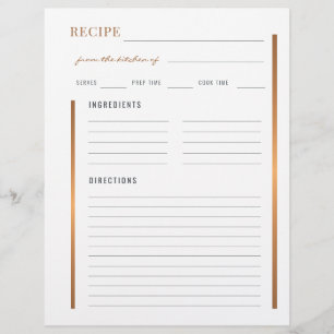 Flyer Professional cook elegant gold blank recipe