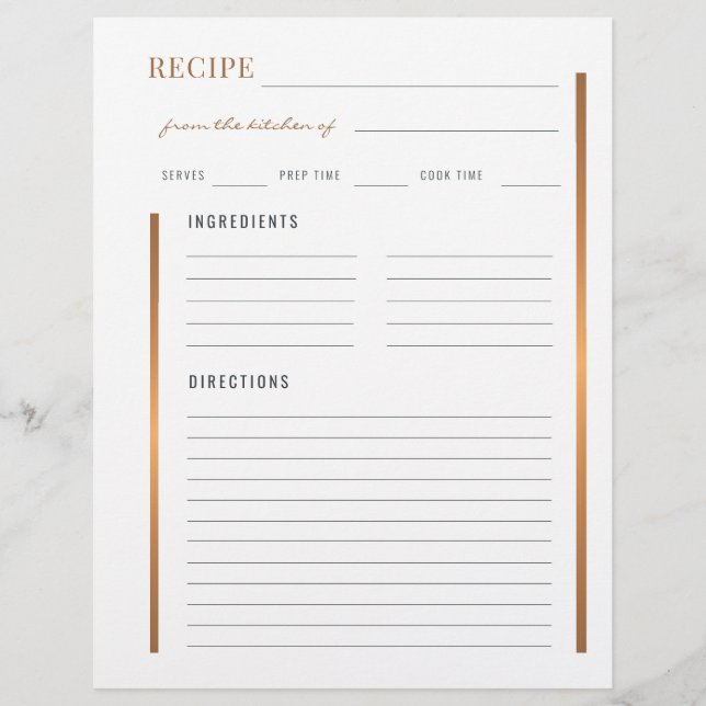 Flyer Professional cook elegant gold blank recipe (Frente)