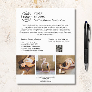 Flyer Professora instrutora do Yoga White Promocional Bu