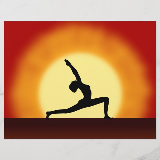 Flyer Professora Yoga Sunrise Possuindo Mulher Silhouett (Frente)