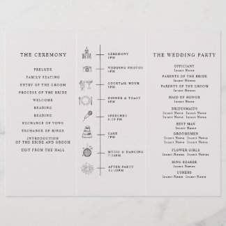 Flyer Program Minimalist Timeline for a Modern Wedding.