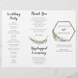 Flyer Programa Bohemian Wreath Tri-Fold Wedding