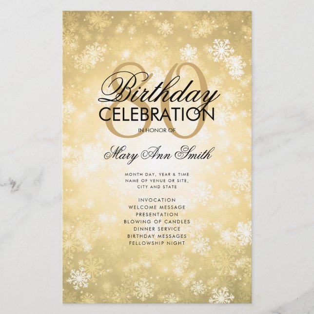 Flyer Programa de Aniversário do 80 de inverno Dourado W (Frente)