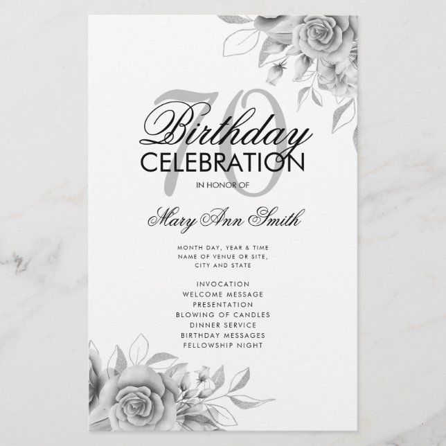 Flyer Programa de Aniversário do Floral 70 com Prata com (Frente)