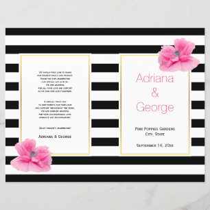 Flyer Programa de casamento Black White Stripes